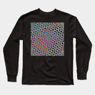 Rainbow Circle Mesh, Digital Illustration, Geometric Pattern Long Sleeve T-Shirt